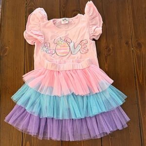 Pink Love T-Shirt and Pastel Tulle Skirt Set